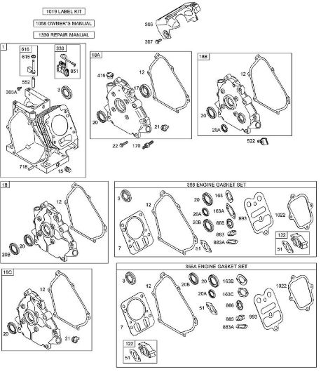 G - Coppa/coperchio carter motore, cilindro, set guarnizioni motore B&S - 12 €¦ 126492-0165-E1 brand Stihl